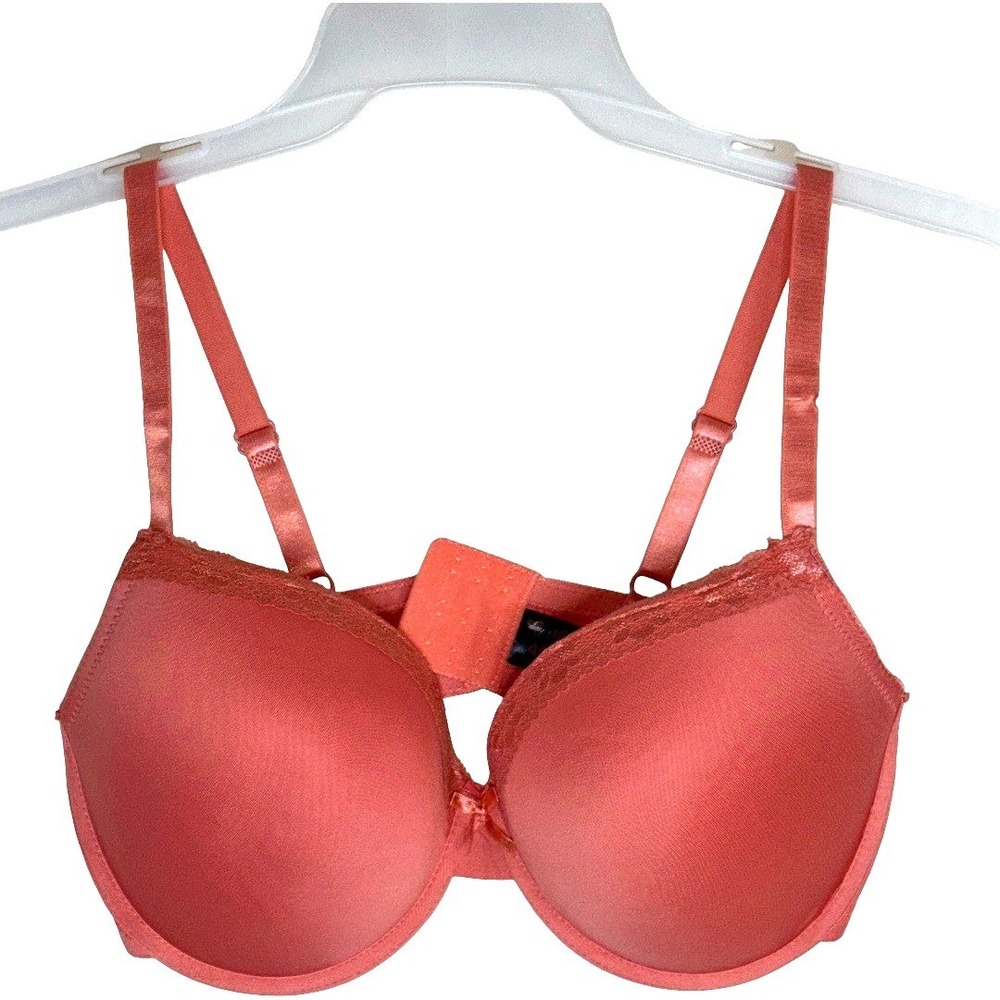 Always a Flirt Coral Pink Underwire‎ Bra Lace Trim 40C